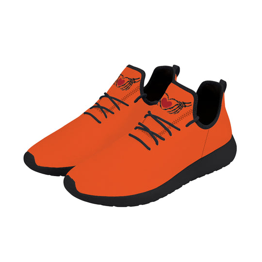 Ti Amo I love you - Exclusive Brand - Orange - Skelton Hands with Heart - Mens / Womens - Lightweight Mesh Knit Sneaker - Black Soles