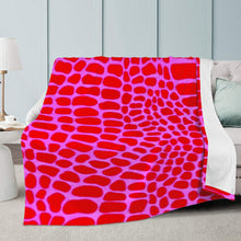 Load image into Gallery viewer, Ti Amo I love you - Exclusive Brand - Heliotrope &amp; Red Reptile Skin Pattern - Micro Fleece Blankets
