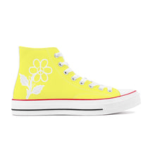 Load image into Gallery viewer, Ti Amo I love you - Exclusive Brand - Laser Lemon - White Daisy - High Top Canvas Shoes - White Soles
