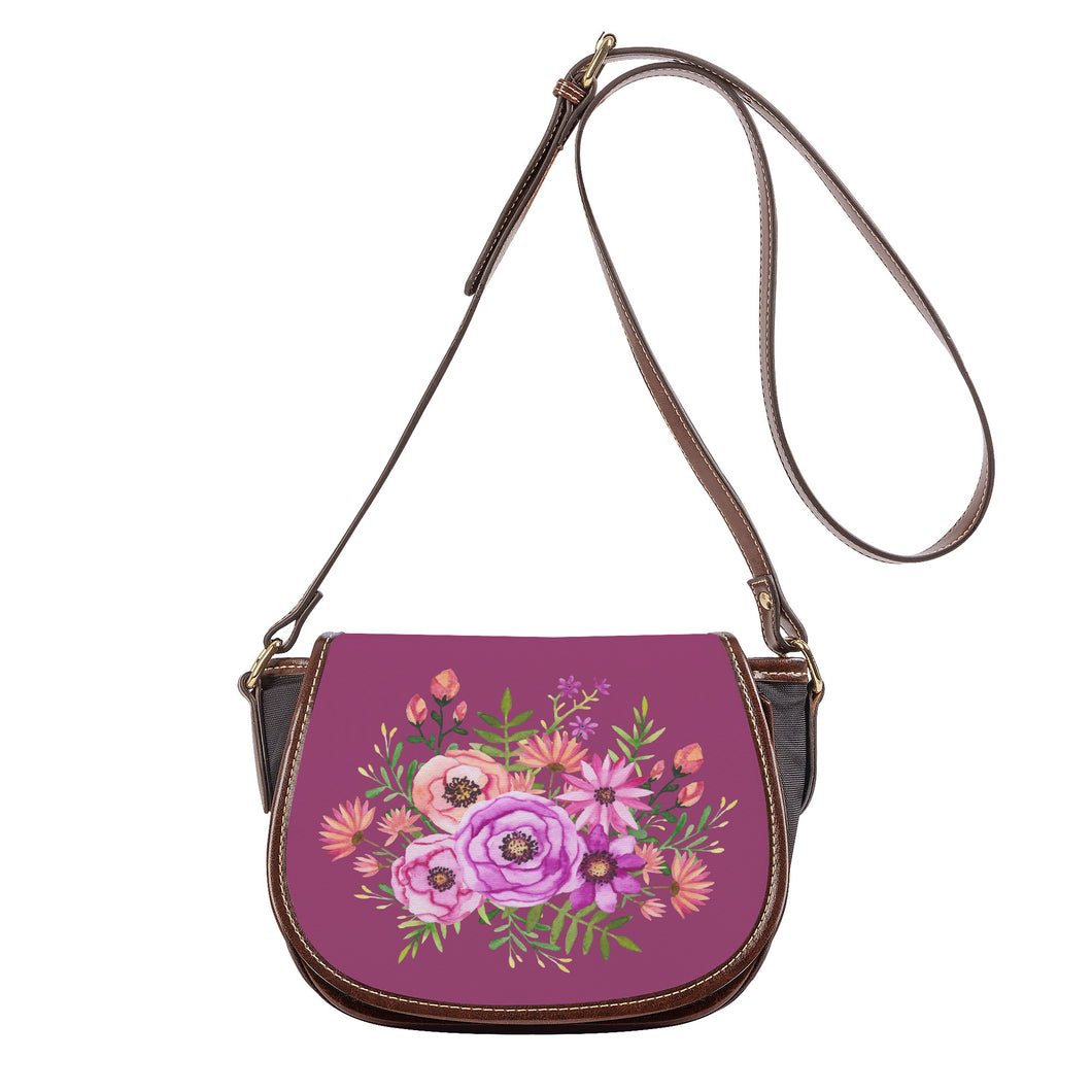 Ti Amo I love you - Exclusive Brand - Magenta Haze - Floral Bouquet - Saddle Bag