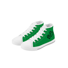 Load image into Gallery viewer, Ti Amo I love you - Exclusive Brand - Fun Green - Double Black Heart - Kids High Top Canvas Shoes
