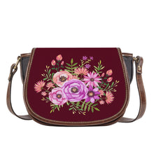 Load image into Gallery viewer, Ti Amo I love you - Exclusive Brand - Maroon Oak - Floral Bouquet - Saddle Bag
