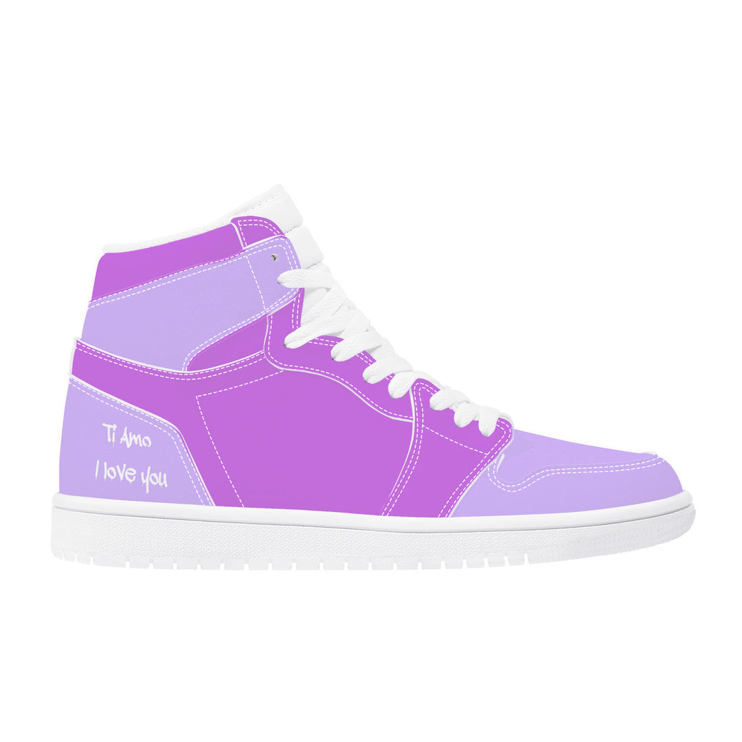 Ti Amo I love you - Exclusive Brand - Mauve & Lavender - High Top Synthetic Leather Sneaker