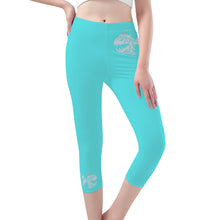 Load image into Gallery viewer, Ti Amo I love you - Exclusive Brand  - Medium Turquoise Blue - Capri Yoga Leggings - Sizes XS-3XL
