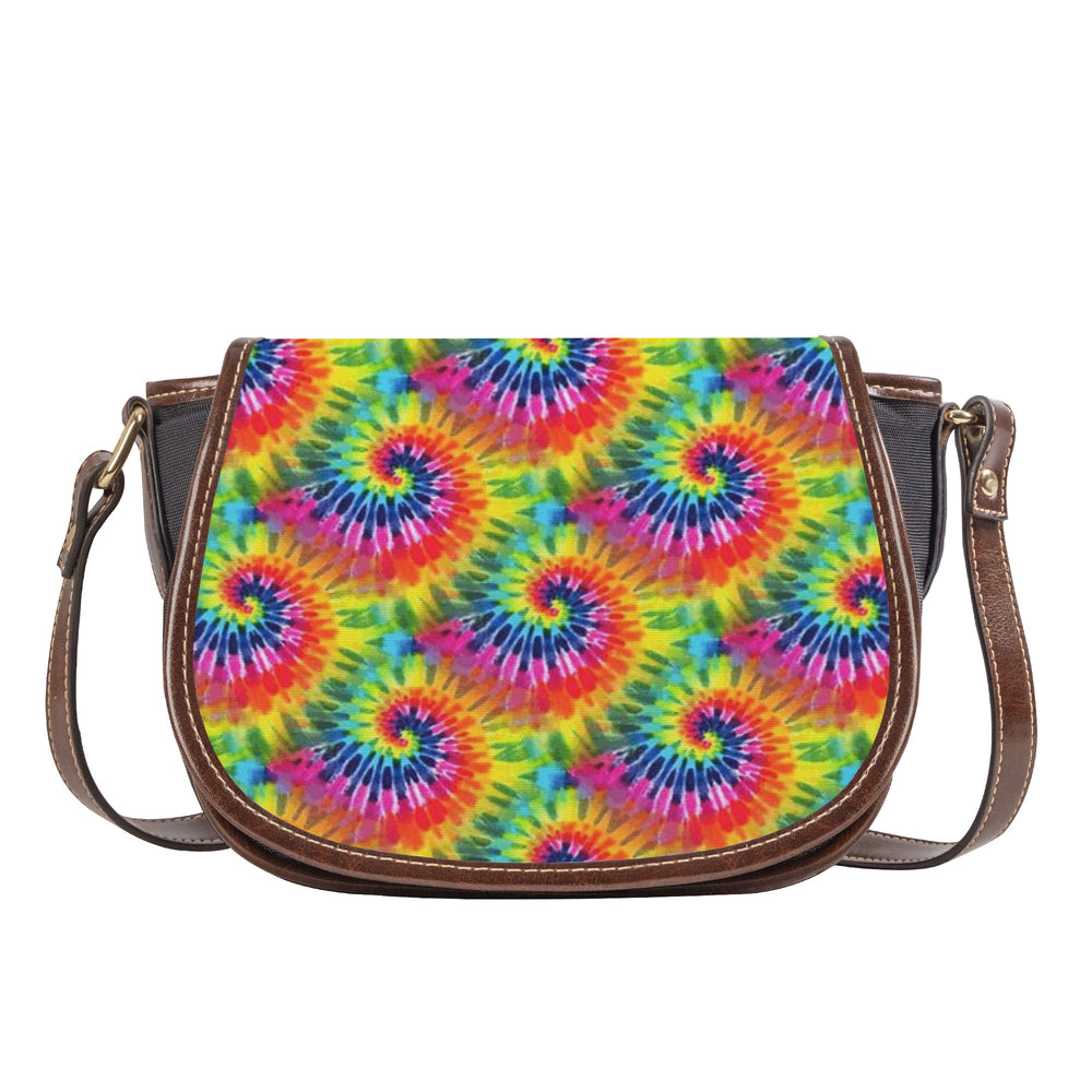 Ti Amo I love you - Exclusive Brand - Rainbow Swirled Tie-Dye Pattern - Saddle Bag