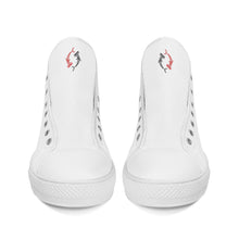 Load image into Gallery viewer, Ti Amo I love you - Exclusive Brand - White - Hannerhead Sharks - Womens High-Top Canvas Shoes - White Soles
