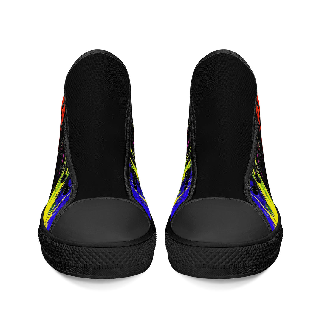 Ti Amo I love you - Exclusive Brand - Rainbow Paint Pattern - High-Top Canvas Shoes - Black Soles
