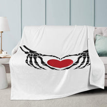 Load image into Gallery viewer, Ti Amo I love you - Exclusive Brand - White - Skeleton Hands with Heart - Micro Fleece Blankets
