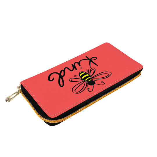 Ti Amo I love you - Exclusive Brand  - Persimmon - Bee Kind - Zipper Purse Clutch Bag