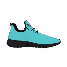 Load image into Gallery viewer, Ti Amo I love you - Exclusive Brand - Medium Turquoise Blue - Skelton Hands with Heart - Mens / Womens - Lightweight Mesh Knit Sneaker - Black Soles
