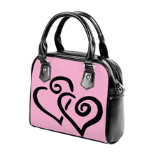 Load image into Gallery viewer, Ti Amo I love you - Exclusive Brand - Magenta Mix-Up - Double Black Heart -  Shoulder Handbag
