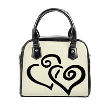 Load image into Gallery viewer, Ti Amo I love you - Exclusive Brand - Beige - Double Black Heart -  Shoulder Handbag
