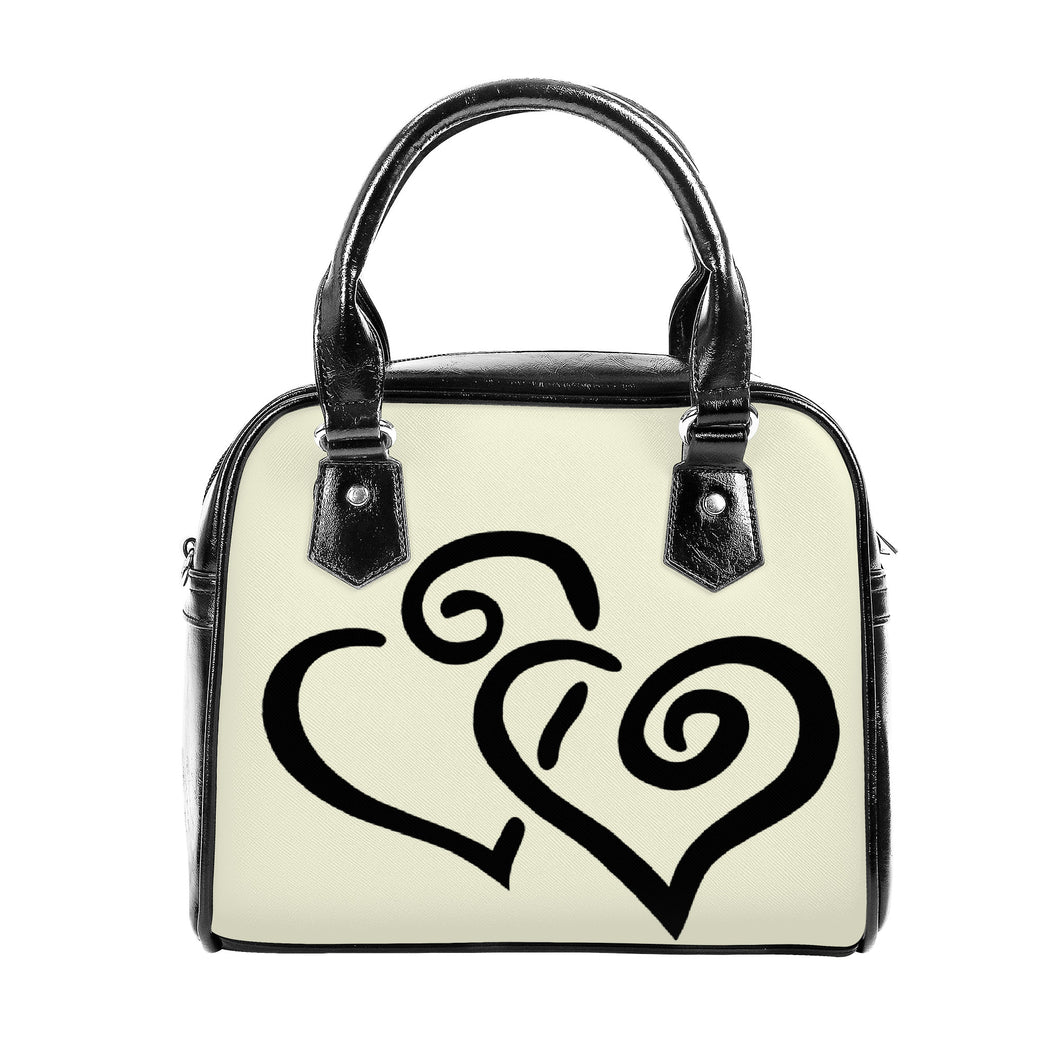 Ti Amo I love you - Exclusive Brand - Beige - Double Black Heart -  Shoulder Handbag