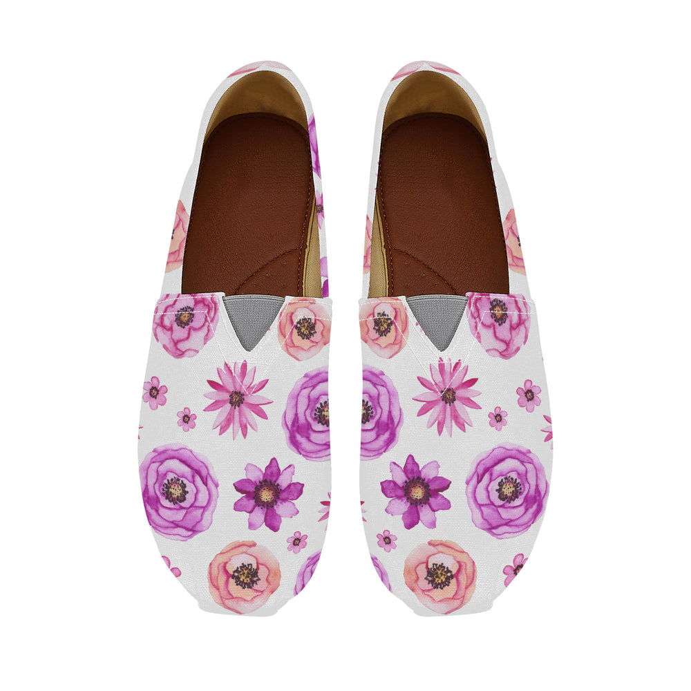 Ti Amo I love you  - Exclusive Brand  - White with Flowers - Womens Casual Flats - Ladies Driving Shoes