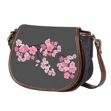 Load image into Gallery viewer, Ti Amo I love you - Exclusive Brand - Davy&#39;s Grey - Pink Floral Branch - Saddle Bag
