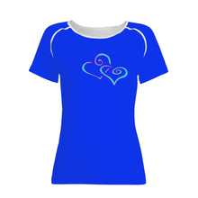 Load image into Gallery viewer, Ti Amo I love you - Exclusive Brand - Blue Blue Eyes - Double Cyan Heart - Women&#39;s T shirt
