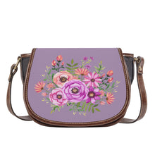 Load image into Gallery viewer, Ti Amo I love you - Exclusive Brand - Glossy Grape - Floral Bouquet - Saddle Bag
