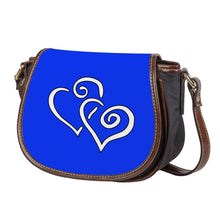 Load image into Gallery viewer, Ti Amo I love you - Exclusive Brand  - Blue Blue Eyes - Double White Heart - Saddle Bag
