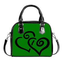 Load image into Gallery viewer, Ti Amo I love you - Exclusive Brand - Green Ao - Double Black Heart -  Shoulder Handbag
