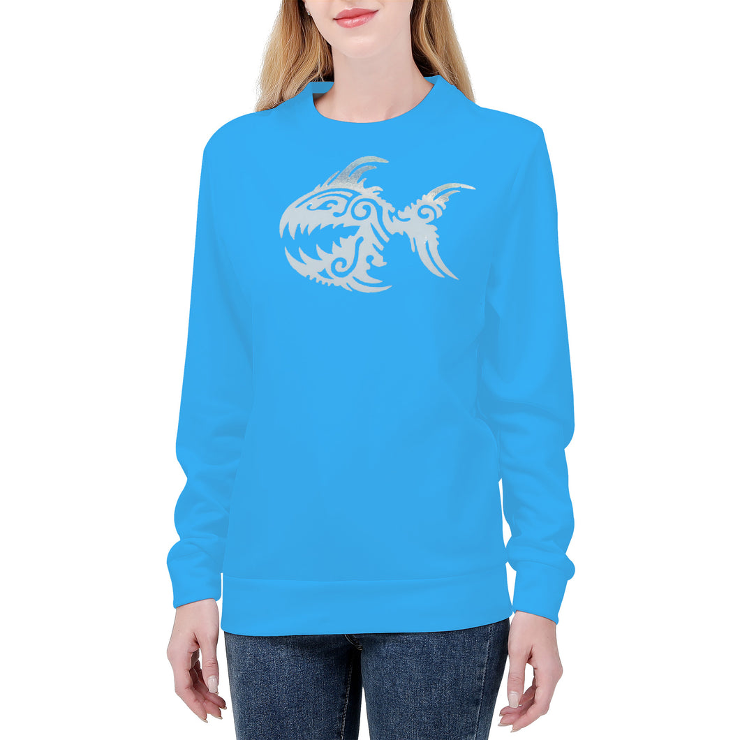 Ti Amo I love you - Exclusive Brand - Medium Cyan Blue - Angry Fish -  Women's Sweatshirt