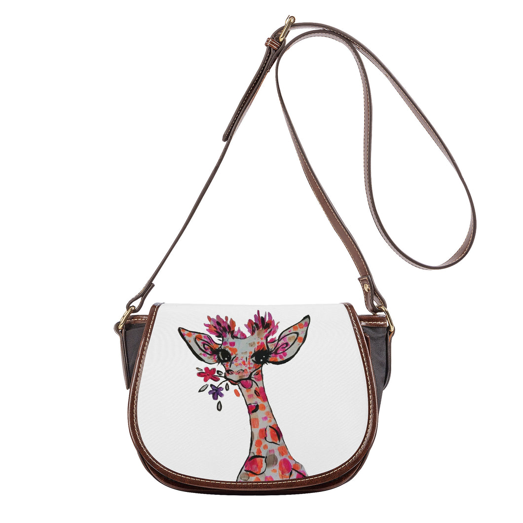 Ti Amo I love you - Exclusive Brand - White - Giraffe - Saddle Bag