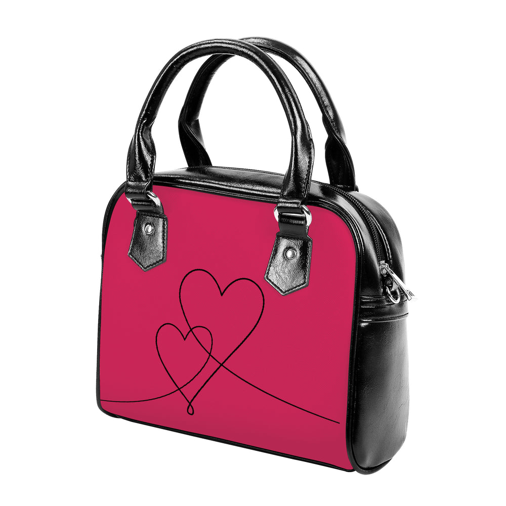 Ti Amo I love you - Exclusive Brand - Cerise Red 2 - Double Script Heart -  Shoulder Handbag