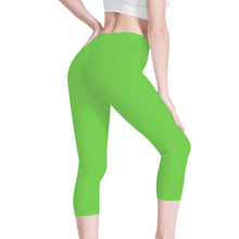 Load image into Gallery viewer, Ti Amo I love you - Exclusive Brand  - Pastel Green - Angry Fish -  Capri Yoga Leggings - Sizes XS-3XL
