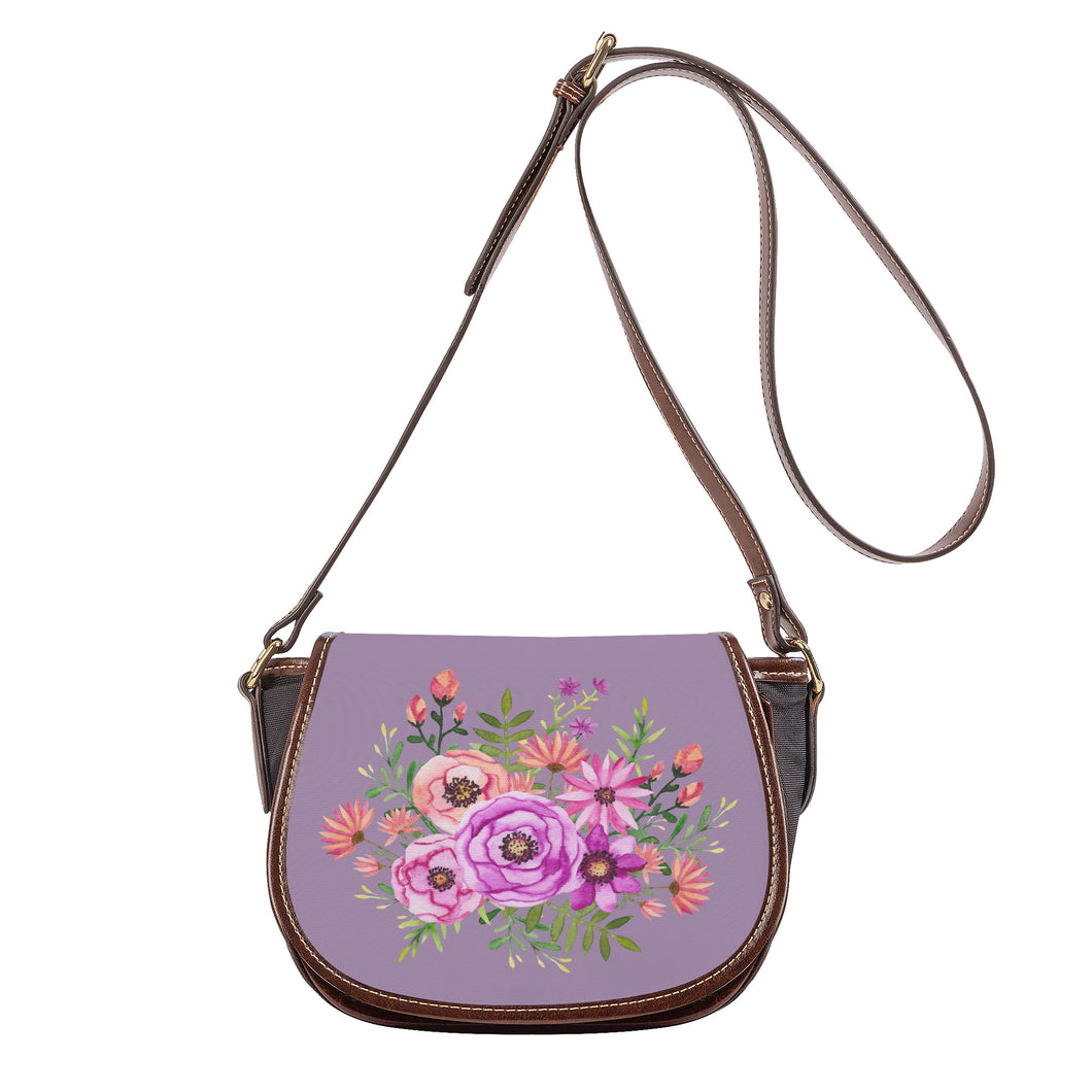 Ti Amo I love you - Exclusive Brand - Glossy Grape - Floral Bouquet - Saddle Bag