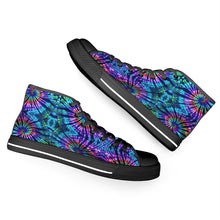 Load image into Gallery viewer, Ti Amo I love you - Exclusive Brand - Blue Zodiac, Curious Blue, Malachite, Purple Heart -Tie-Dye - High-Top Canvas Shoes - Black
