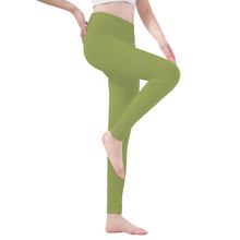 Load image into Gallery viewer, Ti Amo I love you - Exclusive Brand   - Olive Green - White Daisy -  Yoga Leggings
