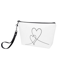 Load image into Gallery viewer, Ti Amo I love you - Exclusive Brand  - White - Double Script Heart - Sling Cosmetic Bag
