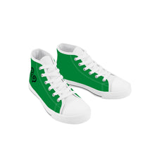 Load image into Gallery viewer, Ti Amo I love you - Exclusive Brand - Fun Green - Double Black Heart - Kids High Top Canvas Shoes
