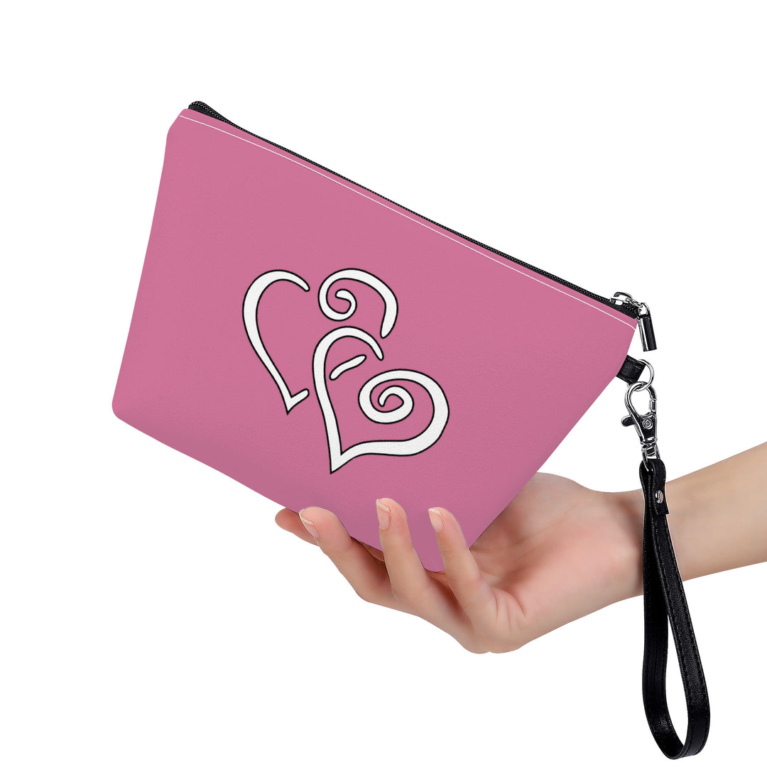 Ti Amo I love you- Exclusive Brand  - Charm - Double White Heart - Sling Cosmetic Bag