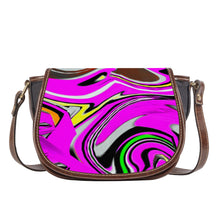 Load image into Gallery viewer, Ti Amo I love you - Exclusive Brand  - Shocking Pink Abstract - Saddle Bag
