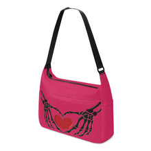 Load image into Gallery viewer, Ti Amo I love you - Exclusive Brand - Cerise Red 2 - Skeleton Heart Hands  -  Journey Computer Shoulder Bag
