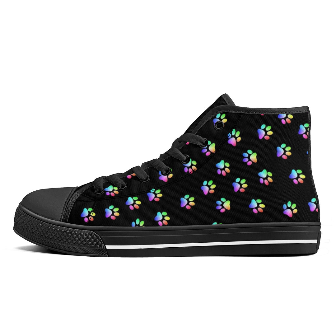 Ti Amo I love you - Exclusive Brand - Paw Prints - High-Top Canvas Shoes - Black Soles