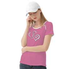 Load image into Gallery viewer, TI Amo I love you - Exclusive Brand - Charm - Double White Heart - Women&#39;s T shirt - Sizes XS-2XL
