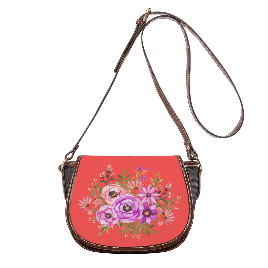 Ti Amo I love you - Exclusive Brand - Persimmon - Floral Bouquet - Saddle Bag