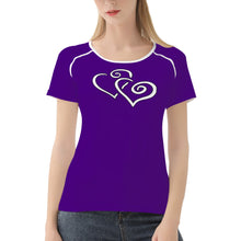 Load image into Gallery viewer, TI Amo I love you - Exclusive Brand - Pigment Indigo - Double White Heart - Women&#39;s T shirt
