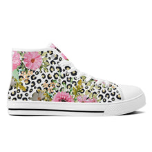 Load image into Gallery viewer, Ti Amo I love you  - Exclusive Brand  - Leopard &amp; Flowers - High-Top Canvas Shoes - White
