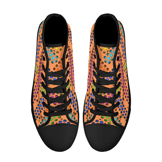 Ti Amo I love you - Exclusive Brand - Coral - Dot Deco - High-Top Canvas Shoes - Black Soles