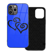 Load image into Gallery viewer, Ti Amo I love you - Exclusive Brand  - Blue Blue Eyes - Double Black Heart -  iPhone 12 ProMax Glass Case (2 cameras)
