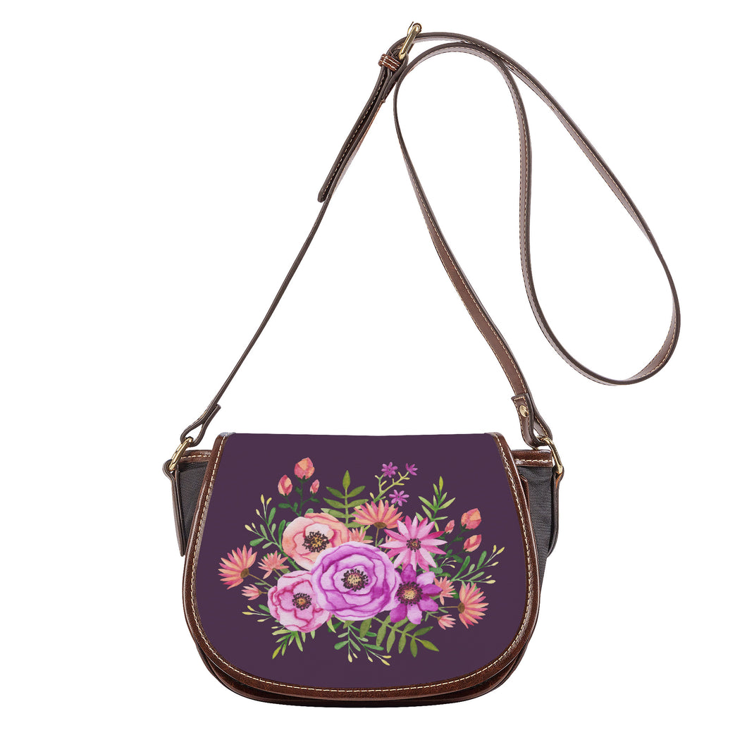 Ti Amo I love you - Exclusive Brand - Raisin - Floral Bouquet - Saddle Bag