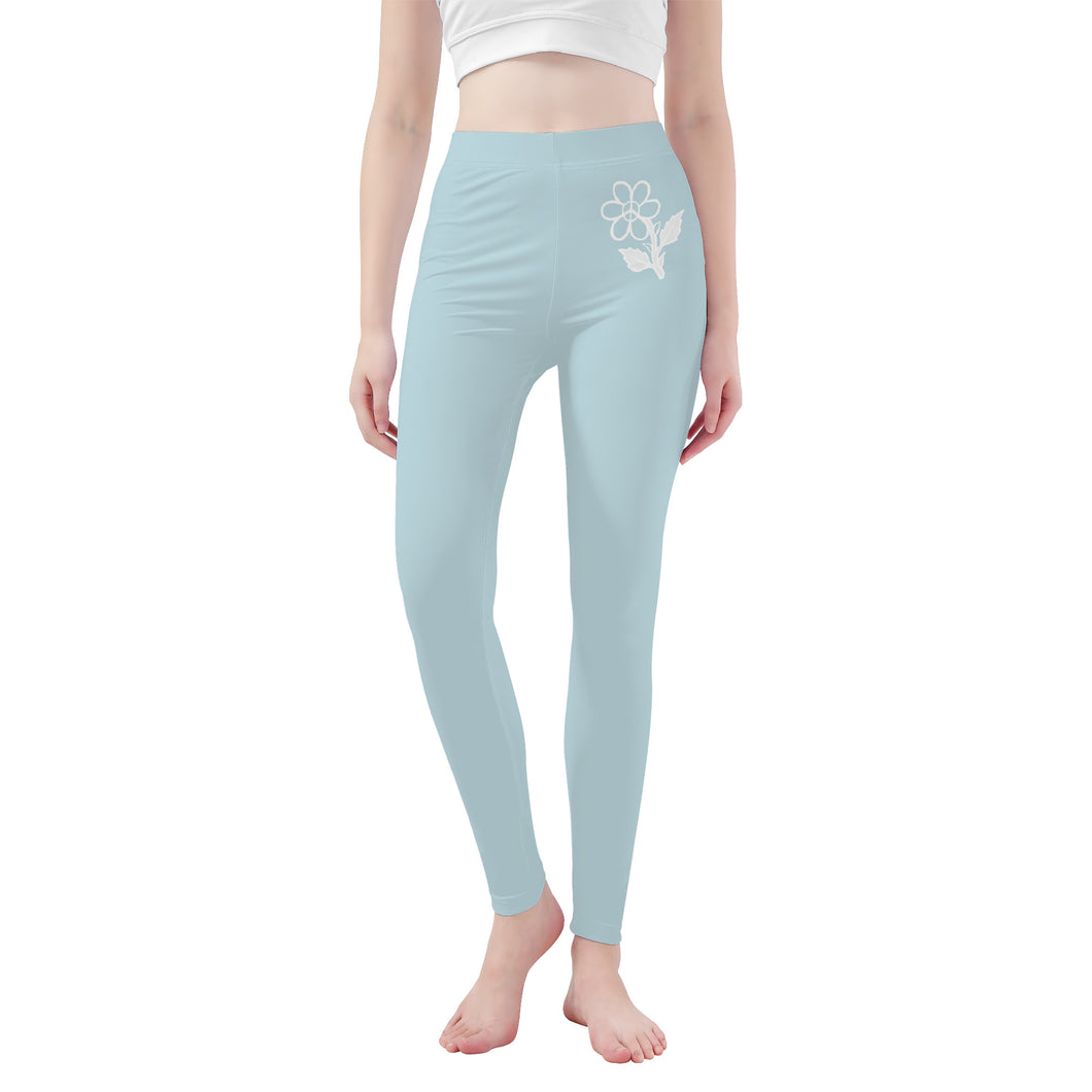 Ti Amo I love you - Exclusive Brand  - Ziggurat - White Daisy -  Yoga Leggings