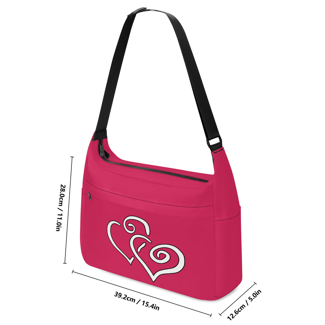 Ti Amo I love you - Exclusive Brand - Cerise Red 2 - Double White Heart - Journey Computer Shoulder Bag