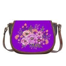 Load image into Gallery viewer, Ti Amo I love you - Exclusive Brand - Dark Violet - Floral Bouquet - Saddle Bag
