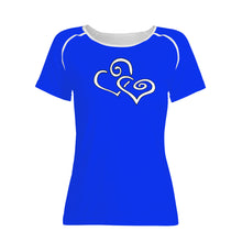 Load image into Gallery viewer, TI Amo I love you - Exclusive Brand - Blue Blue Eyes - Double White Heart - Women&#39;s T shirt
