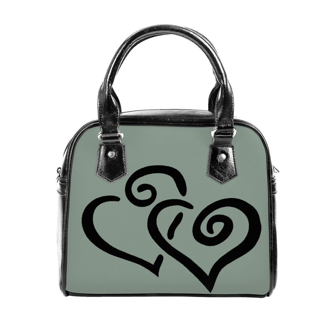 Ti Amo I love you - Exclusive Brand - Mantle Gray - Double Black Heart -  Shoulder Handbag