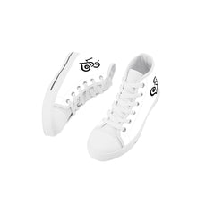 Load image into Gallery viewer, Ti Amo I love you - Exclusive Brand - White - Double Black Heart - Kids High Top Canvas Shoes
