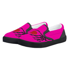 Load image into Gallery viewer, Ti Amo I love you - Exclusive Brand - Hollywood Cerise - Skeleton Hands with Heart - Kids Slip-on shoes - Black Soles
